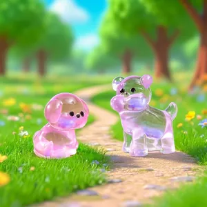 Luminous cute dog figurines for mini micro landscape DIY decoration accessories set