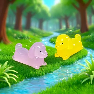 Luminous dachshund figurines for creative micro-landscape and dollhouse DIY decor