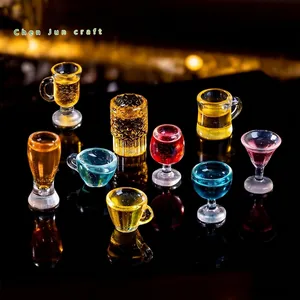 Set of colorful miniature drink glasses and cups for dollhouse DIY micro landscape decoration