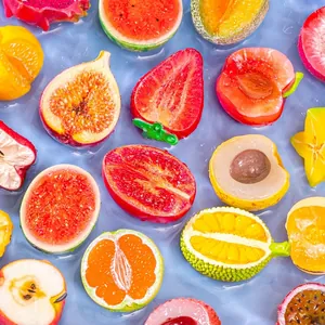 Assorted miniature half-cut fruit resin ornaments for DIY micro-landscape decor