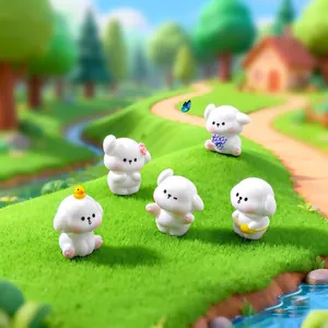 Set di figurine di cuccioli di cartone animato per decorazione micro paesaggio