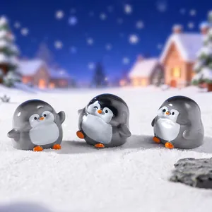 Cute miniature penguin figurines for winter micro landscape DIY snow scene decor