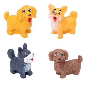 Four cute miniature puppy figurines for micro landscape decoration and DIY dollhouse