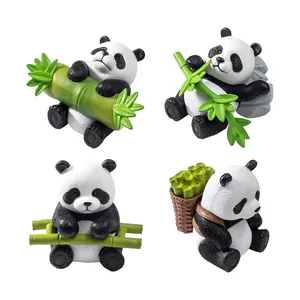 Set di quattro statuette di panda con bambù per decorazioni fai da te di paesaggi