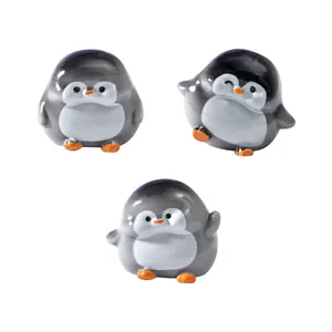 Set of three cute miniature penguin figurines for DIY micro landscape and desktop decor