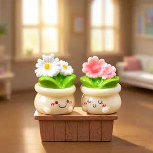 Mignons pots de fleurs miniatures avec sourires pour décoration DIY et bureau