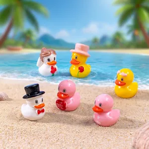 Cute wedding themed duck figurines for DIY landscape miniatures and desktop decor set.