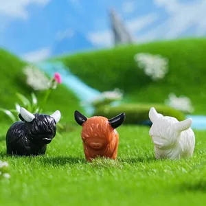 Miniatuur Schotse hooglander beeldjes voor micro landschap DIY tuin decor