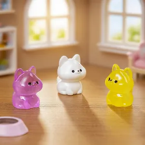 Set di figurine di cani in miniatura luminosi per decorazione casa delle bambole DIY