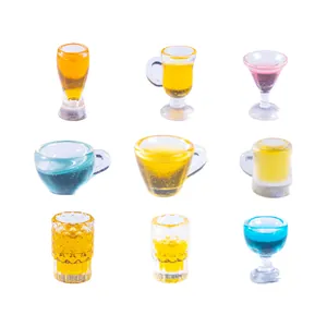 Set of 9 assorted miniature drink cups and glasses for dollhouse micro landscape decor
