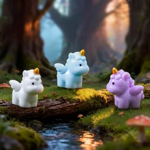Set of cute cartoon flying horse unicorn figurines for DIY micro landscape and desk decoration