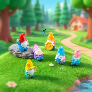 Set di 6 simpatici gnomi da giardino in miniatura per decorazioni di micro paesaggi