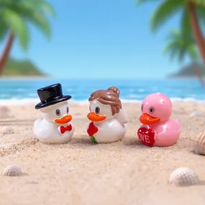 Cute wedding duck figurines miniature set for DIY fairy garden and desktop decor