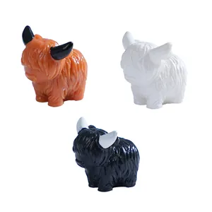 Set van drie Schotse hooglander miniatuurbeeldjes voor doe-het-zelf tuin decoratie en landschap