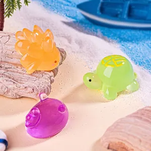 Cute luminous sea turtle and sea bunny resin figurines for DIY beach micro landscape