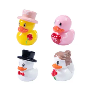 Four cute wedding themed rubber duck miniature figurines for DIY desktop landscape decor