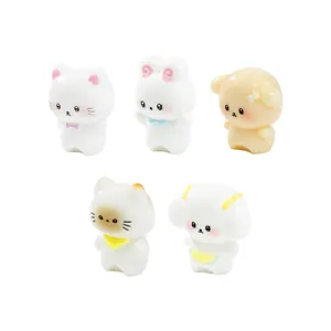 Five creative cute miniature cat and rabbit figurines for DIY micro-landscape garden decor