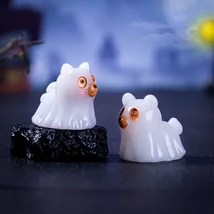 Figurine luminose di fantasmi di cuccioli di Halloween per micro paesaggi
