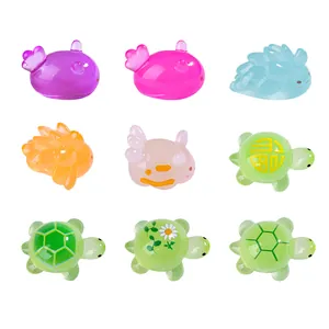 Colorful luminous resin mini sea creature set featuring sea turtles and sea slugs.
