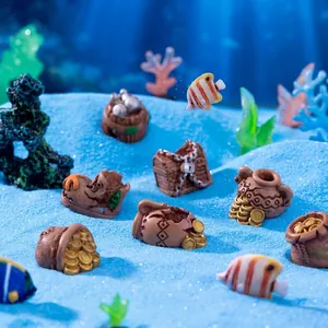 Resin Aquarium Decoration Treasure Chest Miniature Ornament Underwater Shipwreck Style Jar For Fish Tank DIY Landscaping Decor