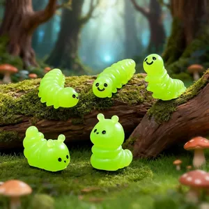 Miniature chubby green caterpillar figurines for moss micro landscape gardening DIY decor