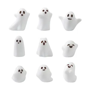 Set of 9 cute white ghost figurines for DIY micro landscape and desktop decoration