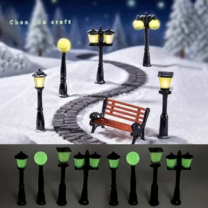 Mini Miniature Micro Landscape Street Light Model Retro Glowing Street Lamp Ornaments For DIY Fairy Garden Terrarium Eco Bottle Desktop Decoration