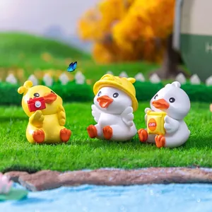 Miniature PVC Cartoon Duck Figurine Micro Landscape Ornament for Gardening Car Interior Decoration Cute Animal Statue