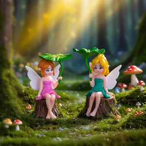 Schattige miniatuur lotusblad feeën elfjes beeldjes voor tuin landschap en decoratie
