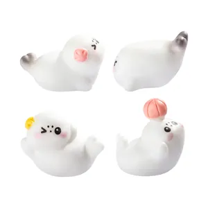 Set van 4 schattige miniatuur zeehondfiguren voor micro-landschap DIY decor