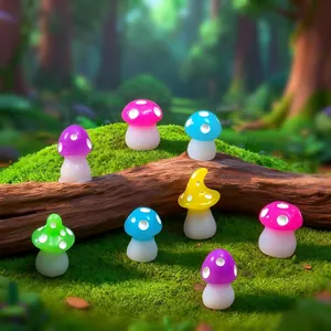 Luminous colorful resin mushrooms for moss micro-landscape and fairy garden decor