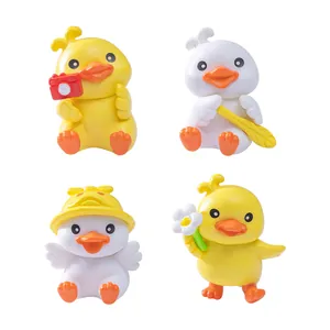 Set of 4 adorable miniature duck figurines for DIY gardening and car dashboard decor.