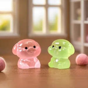 Cute luminous dog figurines for DIY dollhouse micro-landscape and desktop decoration