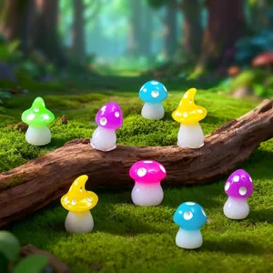 Colorful luminous resin miniature mushrooms for DIY micro-landscape garden decoration