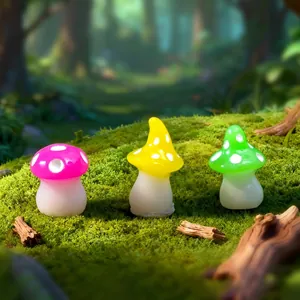 Luminous resin mushroom figurines for moss micro landscape DIY gardening decorations
