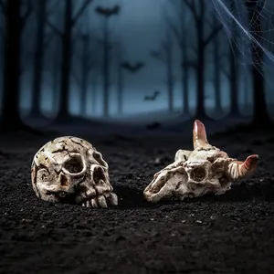 Ornamenti realistici a forma di teschio umano e animale per decorazioni terrario fai da te