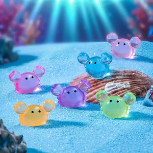 Luminous mini resin crab figurines for micro-landscape aquarium and DIY home decor