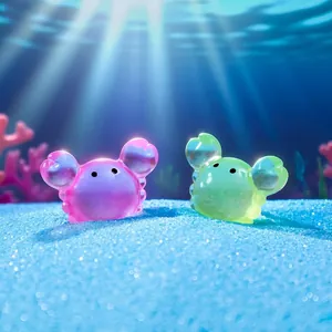 Luminous mini crab figurines for aquarium decor and micro landscape DIY crafts