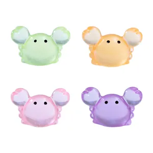 Set of miniature luminous crab figurines in four colors for micro-landscape DIY