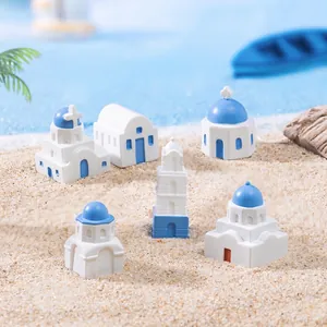 Modèle de Villa Miniature Méditerranéenne Maison Bâtiment en Résine DIY Artisanat Ornements Micro Paysage Décoration Maison Bureau