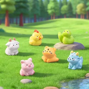 Simpatiche statuine in miniatura dei dodici segni zodiacali cinesi per giardino