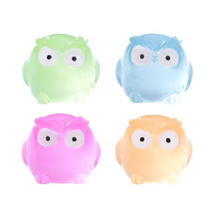 Four colorful luminous owl figurines set for DIY micro landscape and garden decoration.