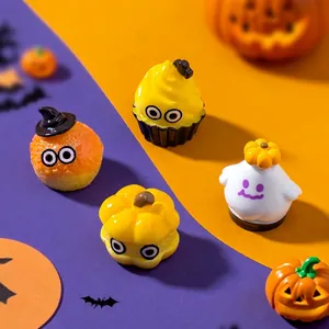 Adorable Halloween miniature resin pumpkin and ghost dessert figurines for DIY craft décor