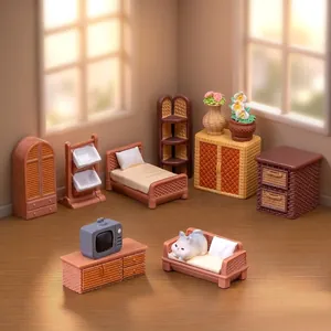 Miniature rattan-style dollhouse furniture set for creative DIY micro landscape decor