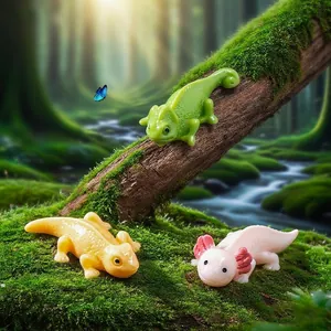 Realistic Miniature Axolotl Lizard Chameleon Resin Figurines For Micro Landscape DIY Decor Simulation Animal Model Home Accessories
