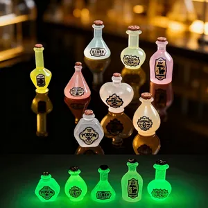 Luminous Miniature Magic Potion Bottle Resin Ornament For Dollhouse DIY Desktop Decoration Vintage Fantasy Style Mini Jar