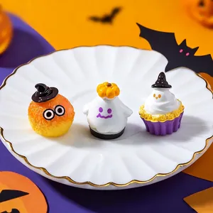 Cute Halloween miniature pumpkin ghost dessert figurines for micro landscape DIY
