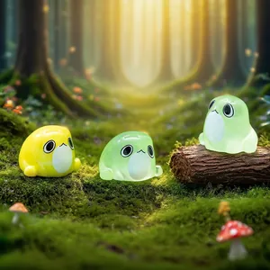 Cute luminous chubby frog figurines for micro landscape DIY garden decor accessories
