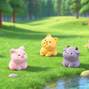 Set di mini figurine di animali in resina per decorazione giardino fai da te e auto