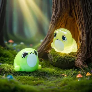 Whimsical noctilucent fat frog mini figurines for micro-landscape and DIY garden decor